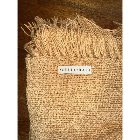 Pottery Barn Solid Burgundy Chenille Fringed 50x60” Throw Blanket - Picture 2 of 2